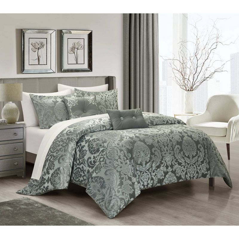 Chic Home Design 5pc Queen Athina Comforter Set Gray, 3 of 11