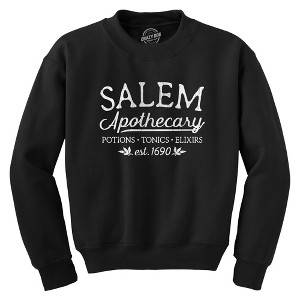 Salem Apothecary Crewneck Sweatshirt Funny Halloween Witch Graphic Long Sleeve - Crazy Dog Crew Neck Sweatshirt - 1 of 4