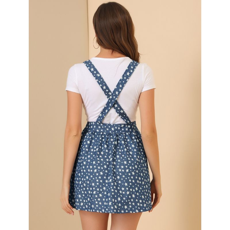Allegra K Women's Pattern Overall Adjustable Shoulder Suspender Straps Mini Skirt, 5 of 7