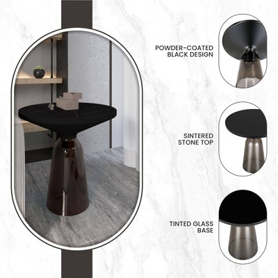 Modern Black and Grey Glass Round Side Table