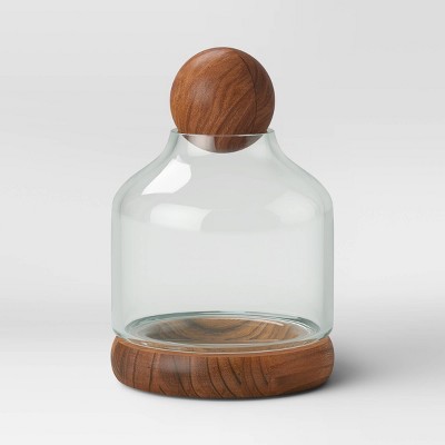 7" Wide Recycled Glass/Wood Terrarium Blue - Smith & Hawken™