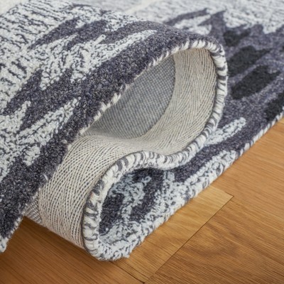 Grey and Black Hand-Tufted Wool Rectangular Area Rug