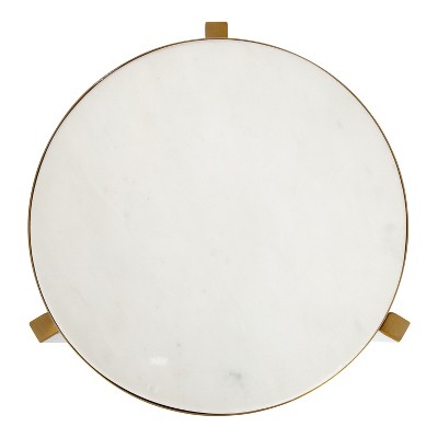 Gold and White Marble Round Drink Table with Metal Frame