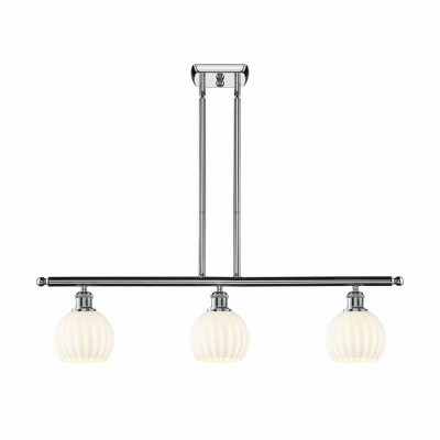 White Venetian - 3 Light Stem Hung Island In Modern Style-8.5 Inches Tall and 36 Inches Wide