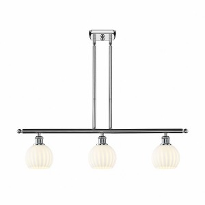 White Venetian - 3 Light Stem Hung Island In Modern Style-8.5 Inches Tall and 36 Inches Wide - 1 of 1