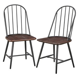 Set of 2 Milo Windsor Metal with Wood Seat Dining Chairs - Buylateral - 1 of 4