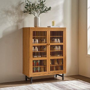 Zeus & Ruta 6-Tier Modern Wooden Shoe Cabinet with Shutter Doors & Adjustable Shelves - 1 of 4