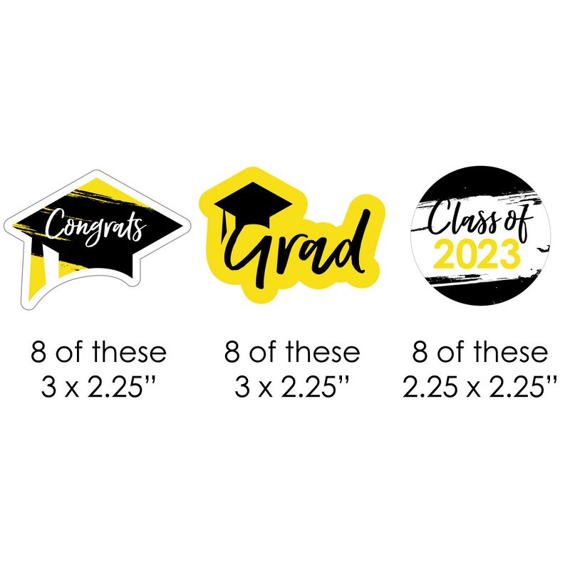 Big Dot of Happiness Yellow 2023 Graduation Party - DIY Shaped Cut-Outs - 24 Count, 2 of 5