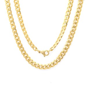 Steeltime Ladies stainless steel cuban necklace, lobster clasp. Color Options: Silver, Gold. Size Options: 24", 30" - 1 of 3