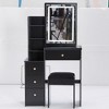 Small Size Left Bedside Cabinet Dressing Dressing Table + Cushioned Stool, Extra Large Sliding Mirror, Multi Layer - 2 of 4
