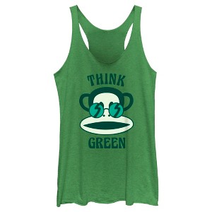 Women's Paul Frank Think Green Julius the Monkey Racerback Tank Top - 1 of 4