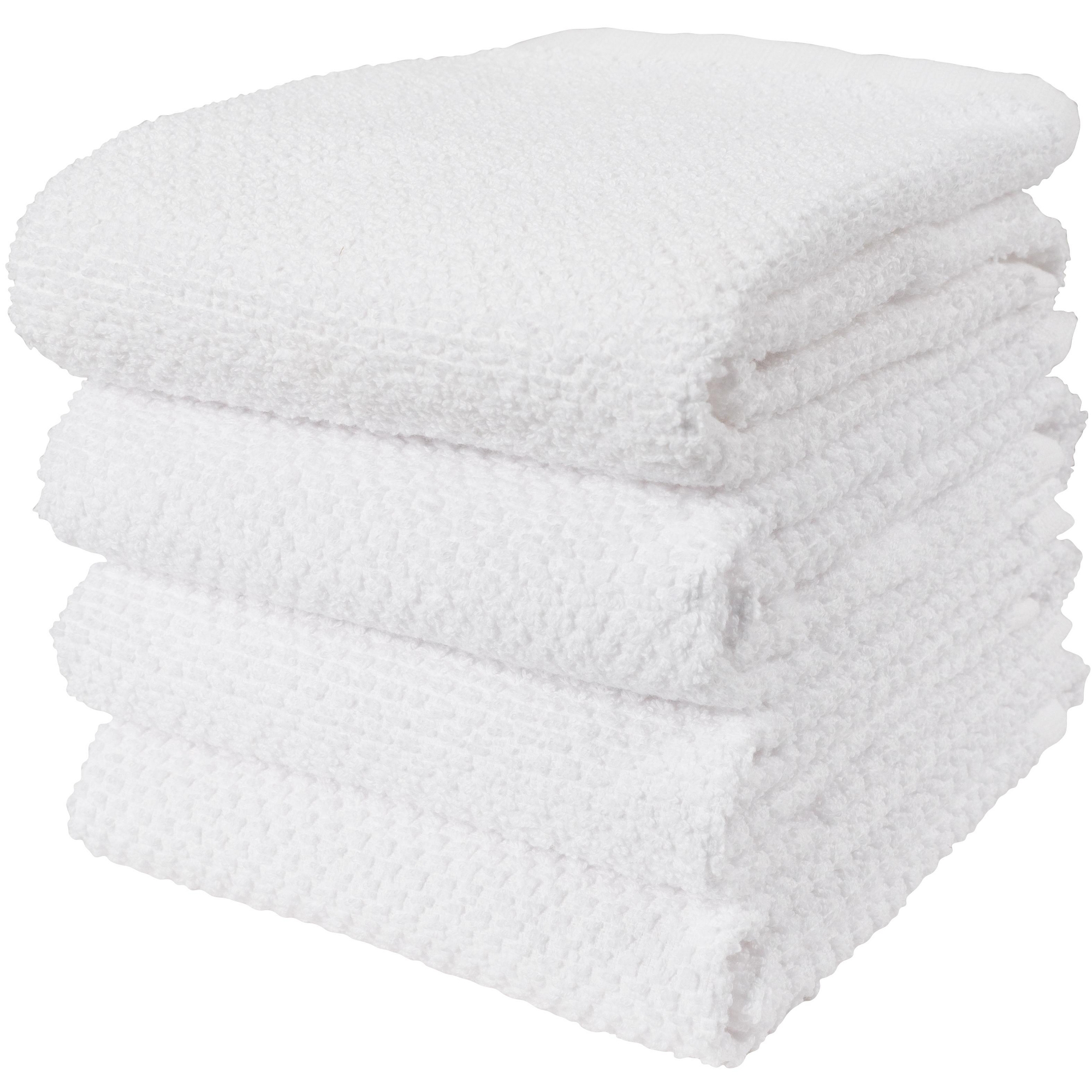 KAF Home Set of 4 Deluxe Popcorn Terry Kitchen Towels | 20 x 30 Inches | 100% Cotton Kitchen Dish Towels (White)