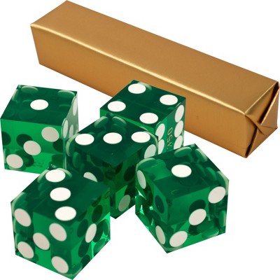 19mm A Grade Serialized Set of Casino Dice-Green