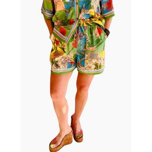 Women's COLOR BLOCK ELASTIC WAIST SHORTS - current air - 1 of 3