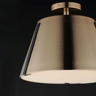 Heritage Brass and Dark Bronze LED Drum Semi-Flush Mount