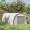 Outsunny Walk-in Tunnel Greenhouse with Upgraded Structure, Mesh Door and Windows, Warm Tent Plant House, White - 3 of 4