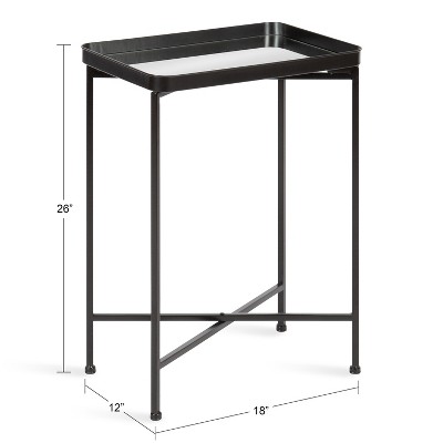 Celia 26'' Black Metal and Mirrored Glass Modern Side Table