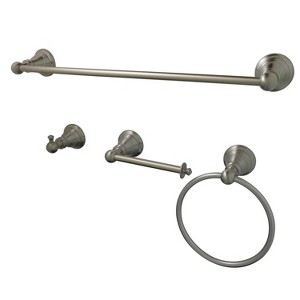 Kingston Brass 4pc American Classic Bathroom Accessory Set Brushed Nickel: Includes Towel Bar, Hook - 1 of 4