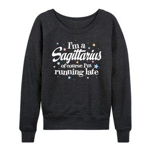 Women's - Instant Message - I'm A Sagittarius Lightweight French Terry Wide Neck Long Sleeve Graphic Shirt - 1 of 4