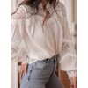 Coolmee Women's Elegant Lace Trim Shirts Casual Victorian Blouse Long Sleeve Button Down Tops - 3 of 4