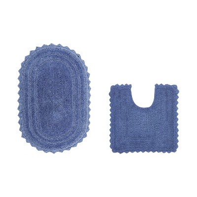Lilly Crochet Collection 100% Cotton Tufted Reversible 2-Piece Bath Rug Set – Super Absorbent, Machine Washable Bathroom Mats with Crochet Pattern