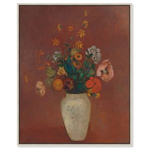 Art Remedy Odilon Redon - Bouquet in a Chinese Vase Vintage Classic Roses Wall Art, 36" x 45", Silver Frame - 1 of 4
