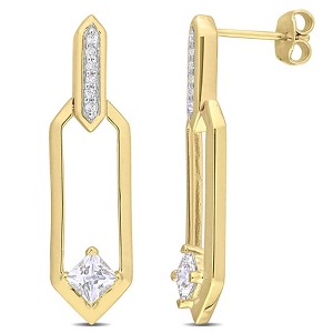 EVERLY JEWELRY | Yellow Plated Sterling Silver White Topaz Dangle Earrings - 1 of 4