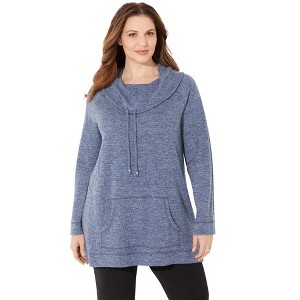 Catherines Women's Plus Size Impossibly Soft Cowlneck Top - 1 of 4