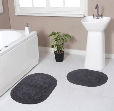 Double Ruffle Collection Cotton Ruffle Pattern Tufted Set of 2 Bath Rug Set - Home Weavers