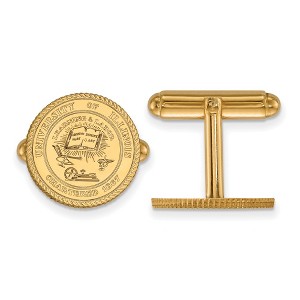 Black Bow Jewelry 14k Yellow Gold Illinois Fighting Illini NCAA Cuff Links - 1 of 3