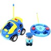 JuzToys Remote Control Car, 4" Cartoon RC Police Car Remote Control Toy for Toddlers, Blue - 3 of 4