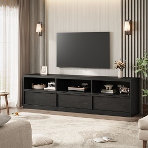Modern TV Stand for up to 70"TV, Industrial TV Entertainment Center with 3 Drawers Shelves for Living Room, Bedroom, Vintage - 1 of 4