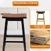 BestMassage Bar Stool Set of 2 Solid Wooden Saddle Bar Stools 24/30 Inch Height Home Furniture - 3 of 4