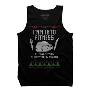 Men's Design By Humans Fitness Whole Turkey Ugly Christmas Sweater By shirtpublic Tank Top - 1 of 4