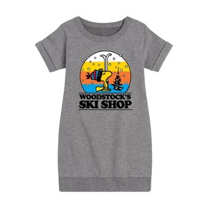 - Peanuts - Woodstocks Ski Shop Graphic Short Sleeve Fleece Dress - 1 of 4