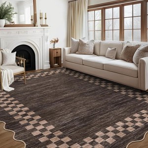 Acekool Washable Scalloped Area Rug Non Slip Low Pile Modern Border Carpet for Living Room Bedroom Dining Room Nursery Home Office - 1 of 4