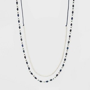 Brass Semi Blue Lapis Moonstone Necklace - Universal Thread Silver, Women