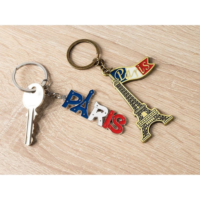 Juvale 6 Pack Paris Keychain, France Souvenir Gift, Eiffel Tower, French Flag, and Arc de Triomphe Metal Key Rings, 3 of 9