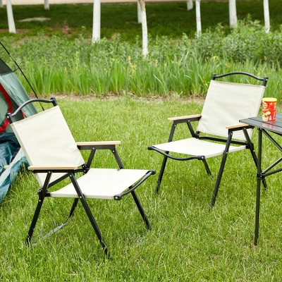 ROOMTEC Folding Outdoor Chair w/Armrests & Anti-Slip Feet,Collapsible Outdoor Furniture for Leisure,280lbs Load Bearing