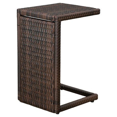 Brown Christopher Knight Home 221495 Overton Outdoor Wicker Barrel Side Table