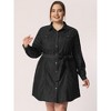 Agnes Orinda Women's Plus Size Long Sleeves Belted Midi Denim T-Shirt Dresses - 2 of 4
