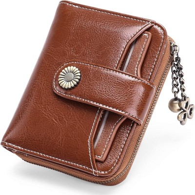 BEAFUP Women’s RFID Blocking Leather Wallet - Genuine Leather Small Bifold with Zipper Pocket & ID Window for Daily Use,Travel,Gift
