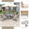 5-Piece Outdoor Patio Acacia Wood Round Dining Set with Umbrella Hole and 4 Cushioned Armchairs - 4 of 4