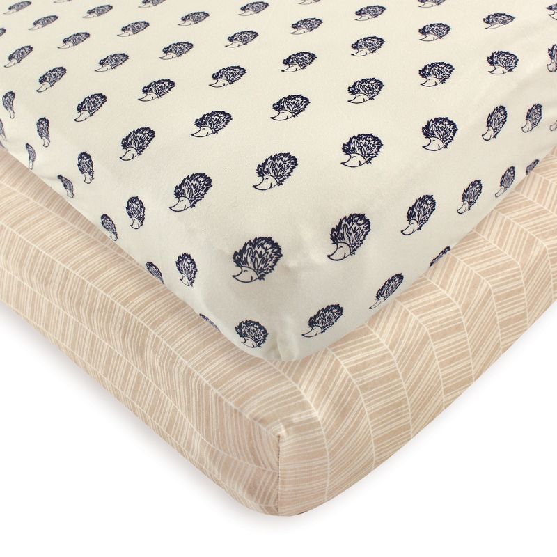 Touched by Nature Baby Boy Organic Cotton Crib Sheet, Hedgehog, One Size, 1 of 3