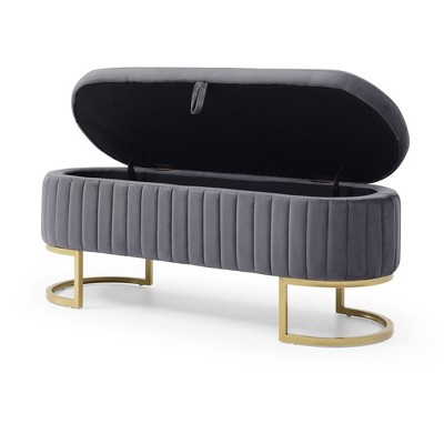 NicBex 50 Inch Oval Storage Ottoman Bench with Golden Metal Legs for Bedroom,Living Room,Entryway,Window