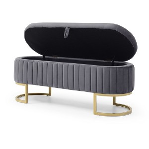NicBex 50 Inch Oval Storage Ottoman Bench with Golden Metal Legs for Bedroom,Living Room,Entryway,Window - 1 of 2