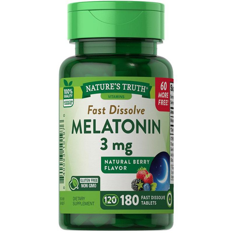 Nature's Truth Melatonin 3mg | 180 Fast Dissolve Tablets | Natural Berry Flavor, 1 of 5
