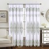 RT Designers Collection Daisy Embroidery Grommet Curtain Panel With Attached Valance 54" x 84" Ivory/Teal - 2 of 4