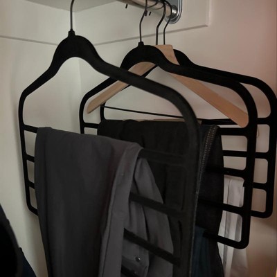 30pk Suit Flocked Hangers Black - Brightroom™