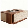 Gulches Dual-Tone Expandable Coffee Table (Walnut and Oak Veneer), 2 Drawers with V-Shaped Grain and Brass Hardware - 3 of 3